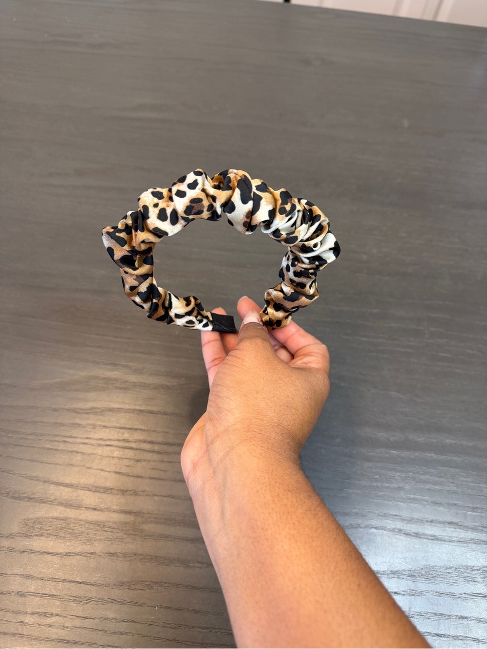 Leopard Print Scrunchie Headband - Tan & Black